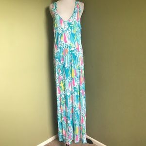 Lilly Pulitzer Blue and Pink Maxi Dress